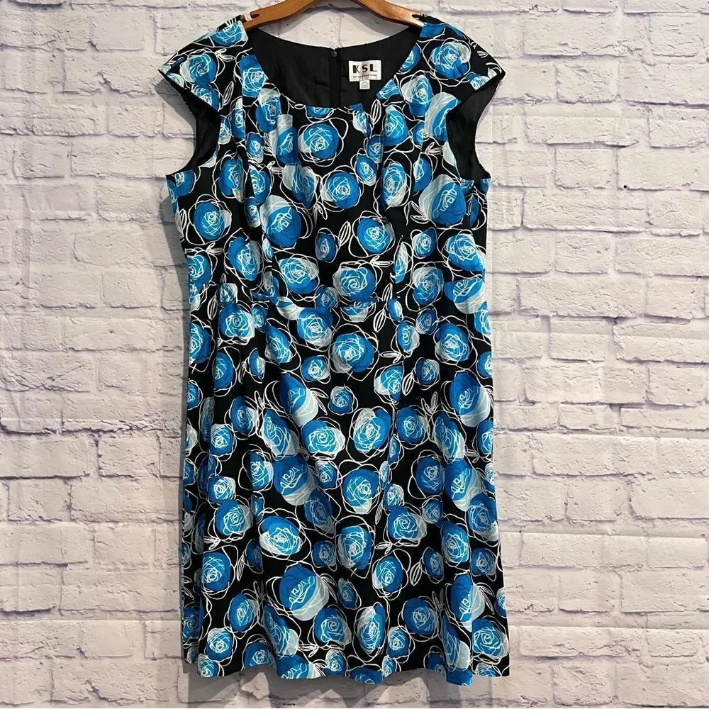 KSL division of Karen Stevens black and blue floral dress‎ size 20W